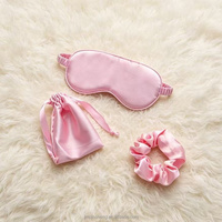 Lot de 3 masques de sommeil en satin et chouchous pour cheveux, doux, ajustables, respirants, confortables, couleur et logo personnalisables, toutes saisons, décontractés