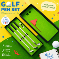 Lot de stylos de golf miniatures amusants pour bureau, avec stylo bille en métal en forme de club de golf et green de golf, idéal pour hommes, pères, maris, collègues