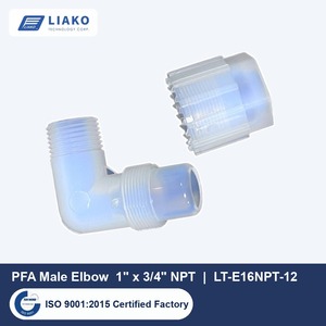 ข้อต่อท่อ PFA แบบ Flare เป็นข้อต่อ NPT 90 องศา ขนาด 1 นิ้ว OD x 3/4 นิ้ว NPT แบบ Male Flare รุ่น LT-E16NPT-12 ทนทานต่อสารเคมีที่มีความบริสุทธิ์สูง - Product Image 1