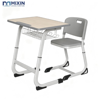 Ensemble de mobilier scolaire moderne et simple en métal et bois, chaise de bureau individuelle pour étudiant, table d'étude ergonomique à hauteur réglable