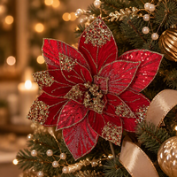 Rangkaian Bunga Poinsettia Buatan dari Polyester, Hiasan Pohon Natal, Dekorasi Rumah, Ukuran dan Warna Sesuai Pesanan, Dekorasi Natal yang Modis