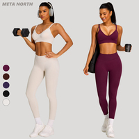 Soutien-gorge de sport sans coutures respirant à décolleté en V profond, maintien élevé, coussinets amovibles, froncé, et Leggings de sport taille haute froncés aux fesses pour femme