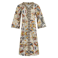 HAPA OEM/ODM Robe personnalisée pour filles, style ethnique arabe, en mousseline imprimée, avec dentelle, col rond, manches bouffantes, respirante, longueur genou, collection printemps