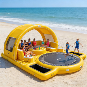 Parco Acquatico Galleggiante Estivo, Piattaforma Gonfiabile per Divertimento <span class=keywords><strong>in</strong></span> Acqua, Combo con Divano, Tenda e Trampolini Integrati, Materiale PVC Personalizzato - Product Image 1