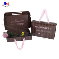 Boîte cadeau en papier artisanal de luxe avec logo personnalisé imprimé, ruban, poignée, pliable, portable, emballage pour extensions de cheveux