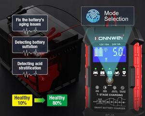 Cargador de Batería Inteligente de 7 Etapas con Enchufe Europeo, 12V/10A 24V/5A, Carga Rápida para Baterías de Coche, Lifepo4, Gel, <span class=keywords><strong>AGM</strong></span>, Plomo-Ácido, Motocicleta y Camión - Product Image 6