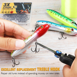 Bulk Treble <strong>Hooks</strong> 3X Strong Forged High Carbon Steel <strong>Black</strong> Nickel V Bend Bass Trout Saltwater Freshwater Fishing <strong>Hooks</strong> - Product Image 6