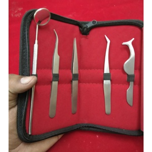 ชุดแหนบต่อขนตาสแตนเลส5ชิ้นพร้อมปลายแหลมและที่จับกระจก - Product Image 1