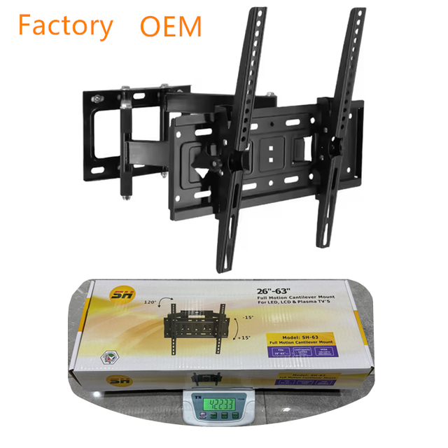 SH-63 Heavy Duty Full Motion TV Mount Articulated Folding TV Mount Plasma LCD TV Wall Mount Bracket
