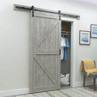 Porte coulissante de grange en bois pour intérieur, avec kit de quincaillerie noir, porte à panneau unique pour salle de bain et chambre à coucher, directement de l'usine