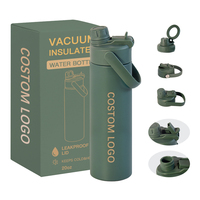 Bouteille d'eau isotherme en acier inoxydable sans BPA de 20 oz, avec couvercle 2-en-1 paille et ouverture large pour le sport et la course à pied