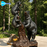 Statue de Famille d'Ours en Bronze, Sculpture Métallique Moulée sous Pression, Décoration de Jardin, Patine Traditionnelle Antique, Sculpture Décorative pour Forêt