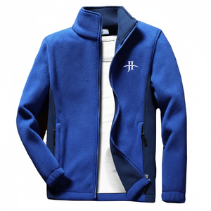 Chaqueta polar con cremallera completa para hombre, con dobladillo ajustable y cuello alto de ajuste cómodo - Product Image 1