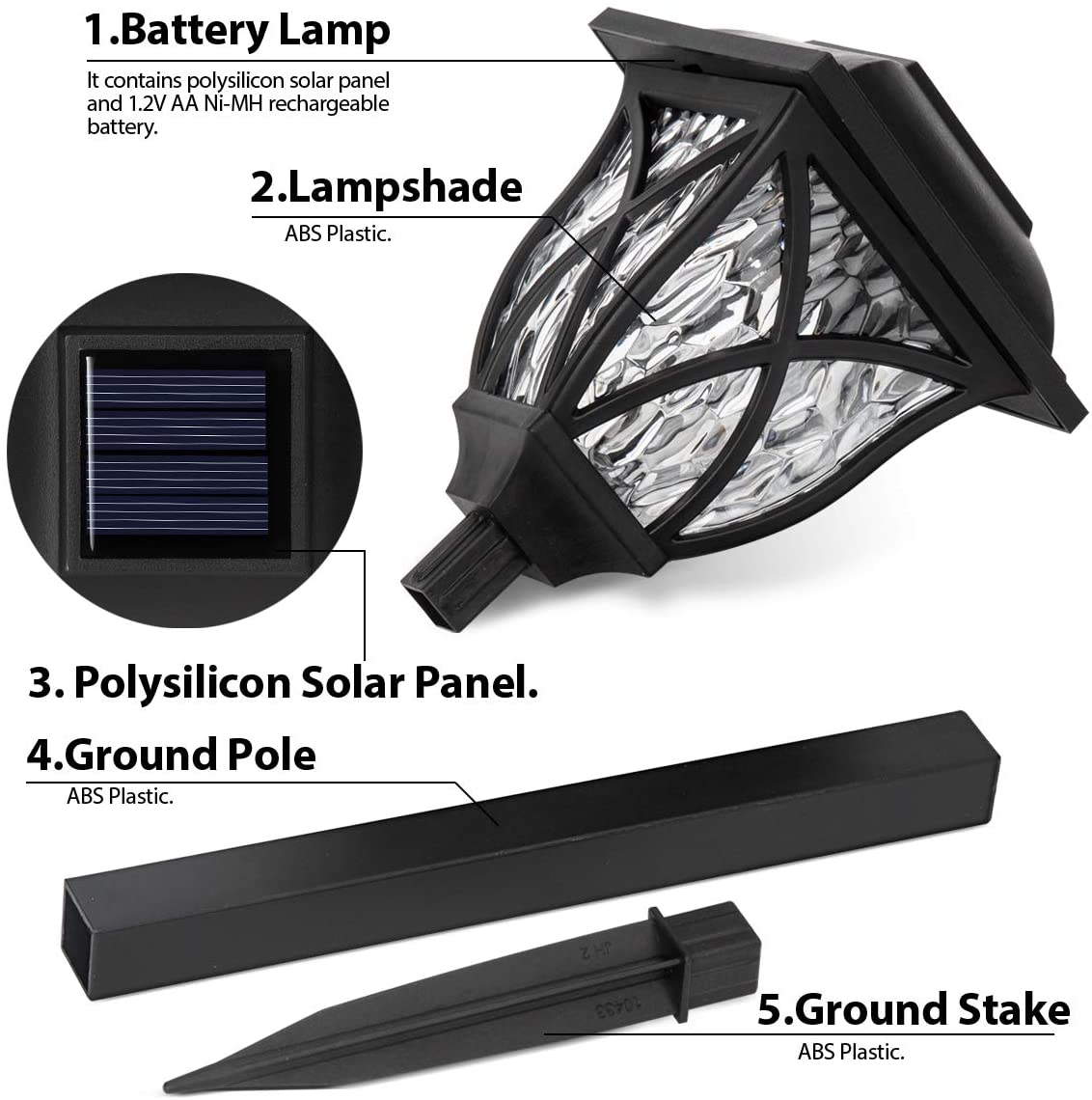 Luxzone 35cm Crackled Glass LED Solar Pathway Light - 4 Pack - View #9