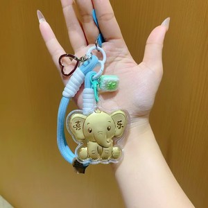 Gold Plated Cartoon Elephant Keychain Phone Charm Cute Bag Strap Gift For Friends <b>Children</b> - Product Image 1
