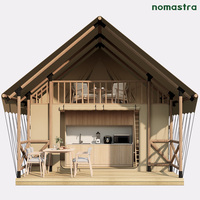 Tente Safari Moderne Style Loft à Deux Étages, Lodge de Glamping de Luxe avec Vue Panoramique, Cabane de Vacances pour les Familles