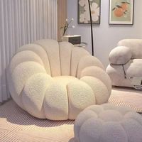 Fauteuil d'appoint en tissu style crème citrouille, blanc, pour salon, canapé, emballage sous vide compressé, mousse haute densité