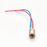 Module de diode laser à point rouge 5V 650nm 5mW, tête laser en laiton de 6mm avec fils de connexion rouge et bleu