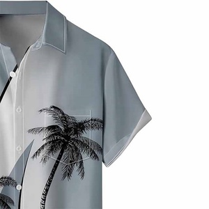 Camisas Hawaianas Estampadas para Hombre, con Logotipo Personalizado, Transpirables, Cuello Mao, Corte Holgado, Manga Corta, para Playa y Resort, Casual, ODM - Product Image 5