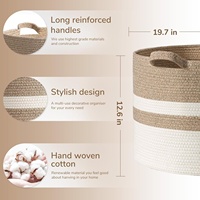 Voyage chez l'habitant vêtements sales panier de rangement tissé à la main coton corde peluche jouet Organisation baril pour petit espace vie