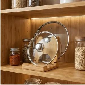 GL Moderno Soporte Plegable de Bambú para Vajilla, Tapa de Olla, Estante de Cocina, Accesorios para el Hogar para Platos, Botellas y <span class=keywords><strong>Sartenes</strong></span> - Product Image 3