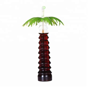 Vaso para Granizados con Forma de Palmera de Coco, 500 ml, con Pajita, Desechable, de Plástico PET, Color Personalizado, Logotipo Personalizado, Venta al por Mayor - Product Image 1