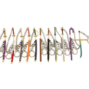 13 disegni Anime Luffy 9cm Mini arma portachiavi accessori cartone animato occhio di <span class=keywords><strong>aquila</strong></span> nero notte Zoro in lega di metallo ciondolo portachiavi - Product Image 1