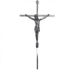 Croix de jésus, Crucifix en métal, suspendu avec jésus, église religieuse, INRI - Product Image 2
