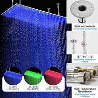 Pommeau de douche thermostatique thermostatique à LED de 20x40 pouces Grand système de salle de bain en laiton avec motif de pulvérisation de pluie pour hôtels