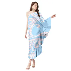 ホット販売2024ハワイアントロピカルスタイルデザインカスタムレディエレガントな女性のドレスウエディングドレスオフショルダープリーツドレス
