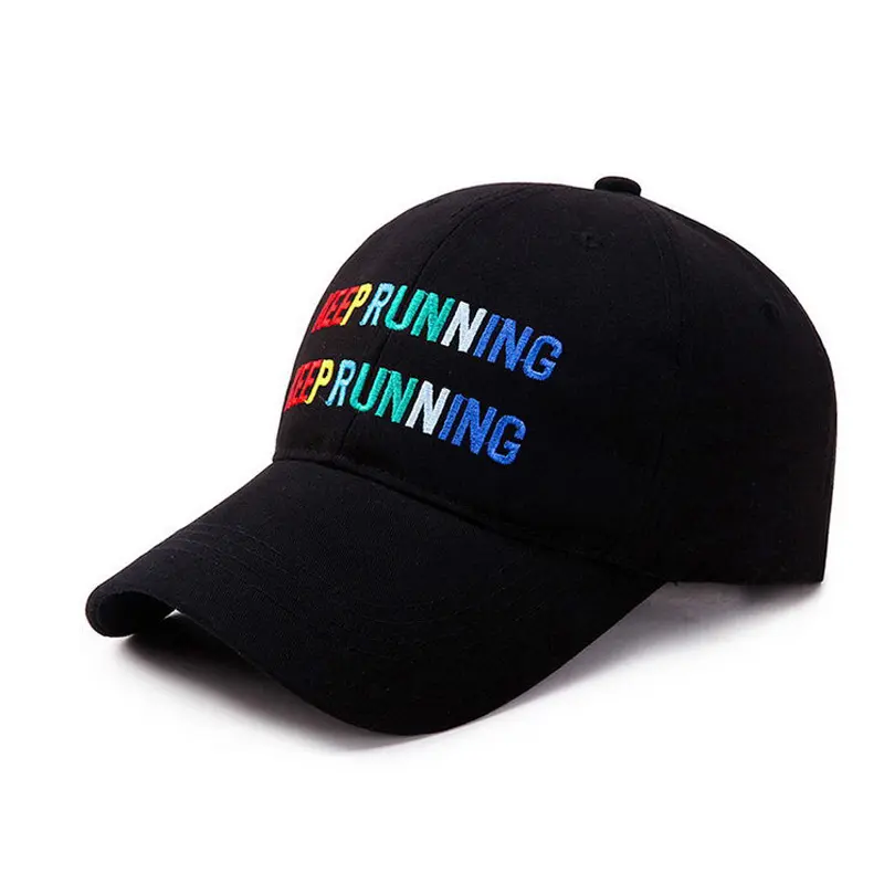 Chapéu logotipo bordado correndo moda bonés de beisebol novo estilo chapéu com logotipo do arco-íris
