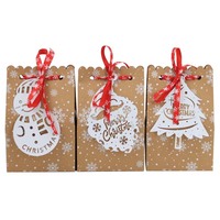 Boîte cadeau de Noël personnalisée en papier kraft bon marché avec logo personnalisé pour bonbon de Noël Elk Party Favors