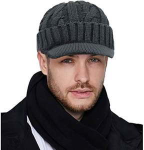 Gorro de invierno con visera, elástico, de punto trenzado, elegante gorro tipo calavera para clima frío, gorros de esquí y nieve, gorro tipo cadete con visera - Product Image 6