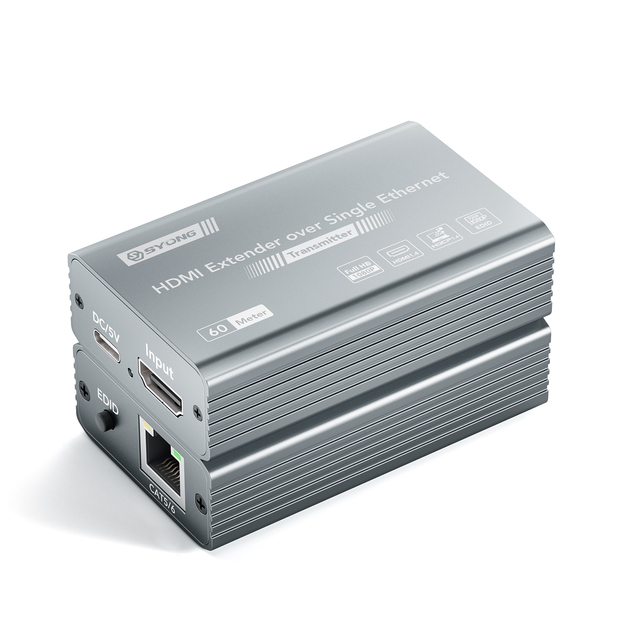 SYONG 1080P 60M/196Ft HD HDMI Extender Over Ethernet RJ45 Transmitter and Receiver, HDMI1.4 HDCP1.3 EDID Video and Audio Sync