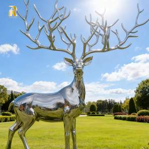 Rolong acciaio inossidabile lucido che guarda <span class=keywords><strong>la</strong></span> scultura <span class=keywords><strong>del</strong></span> cervo di alta qualità per il giardino esterno della Villa - Product Image 1