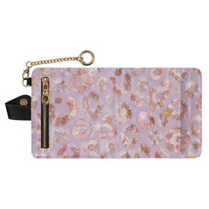 Custom PU Leather <b>Wallet</b> RFID Blocking Card <b>Holder</b> with Key Chain and Snap Button for Women - Product Image 2