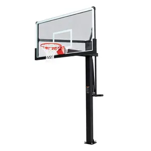 72Inch Basketball Board Inground Basketball Hoop Height Adjustable 7-10ft Basketball Stand