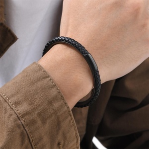 New Lease Leather Open <b>Bangle</b> Factory Direct Sale Bad Boyfriend Bracelet Wrist Cuff Woven Band <b>Men</b> Jewelry - Product Image 3