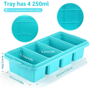 Vente en gros grand récipient de stockage d'aliments surgelés en plastique silicone personnalisé 4 trous cubes <span class=keywords><strong>rectangle</strong></span> pour aliments surgelés et ingrédients - Product Image 6