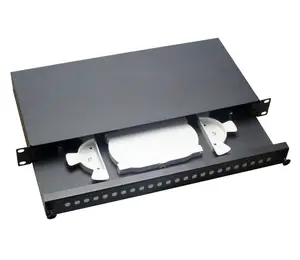 1U 19" Drawer Type 24 Ports Fiber Optic Patch Panel SC UPC APC Pigtail SM Duplex FTTH Sliding Type Rack Mount Fiber Splice Tray