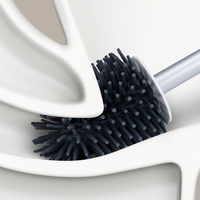 Brosse de toilette en silicone écologique JESUN avec support mural à séchage rapide et manche en plastique pour le nettoyage de la salle de bain