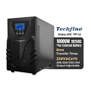 Techfine monofase ad alta frequenza Online 5000 watt ups 10000W 10KVA backup lungo UPS di backup di alimentazione esterna per Computer/networ