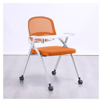Chaise de formation mobile avec tablette d'écriture, chaise de bureau pliable en maille respirante pour centre de formation et de conférence