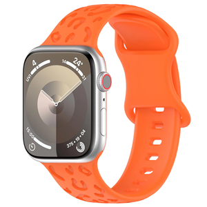 Compatible con Apple Watch: Correa de silicona para Apple Watch S9 Ultra, <span class=keywords><strong>banda</strong></span> de reloj con estampado de leopardo de color sólido grabada con láser - Product Image 4