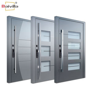 Puertas de entrada para el hogar Puertas delanteras de diseño moderno exterior de madera de acero inoxidable antirrobo para uso comercial con cerraduras inteligentes - Product Image 1