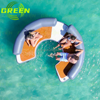 Chaise longue gonflable verte flottante pour bateau de fête Quais Matelas d'eau Plate-forme de quai Canapé ponton portable