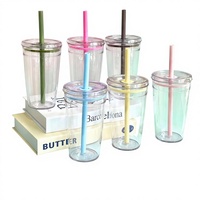 Gobelet à paille transparent en plastique Estick, design moderne, populaire sur internet, tasse à café et thé au lait haut de gamme, usage bureau, logo personnalisé