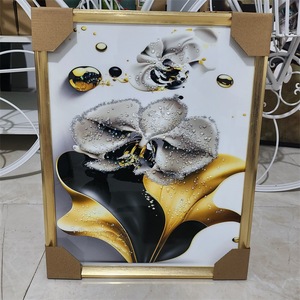 Salon décoration fleur Ginkgo feuille cadre mur Art photo avec diamants cristal porcelaine Art diamant <span class=keywords><strong>peinture</strong></span> - Product Image 2