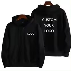 Custom Logo Embroidery Print Men Women Zipper Winter <b>Jacket</b> Coat Hooded Sweatshirt Long-Sleeved Pullover Solid Color Hoodie - Product Image 2