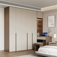 Armoire en bois de style moderne avec portes à charnières et tiroirs, couleur crème française, sur mesure pour hôtel, chambre à coucher, coiffeuse